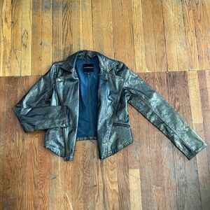 Gold Denim Moto Jacket